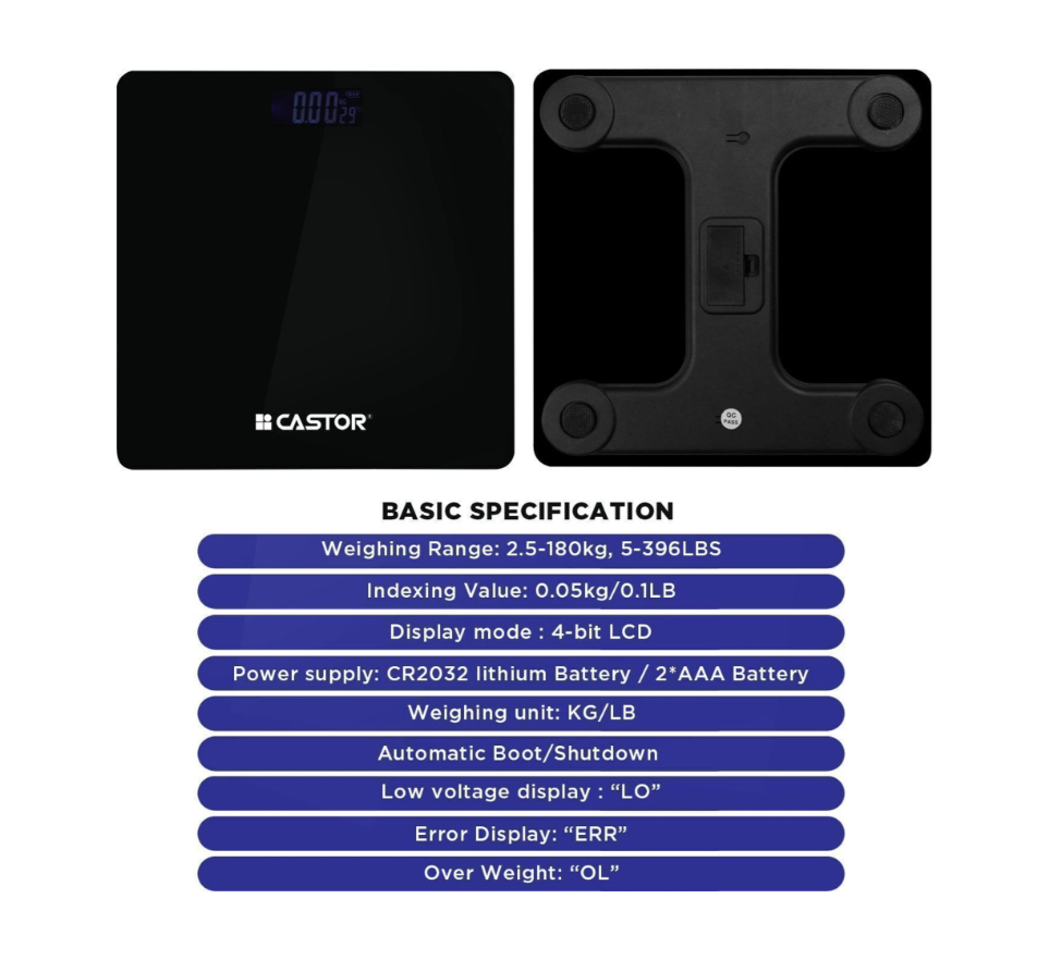iBELL CT26BS Body Weight Machine, Tempered Glass, LCD Display, 180KG Digital Bathroom Weighing Scale (Black)