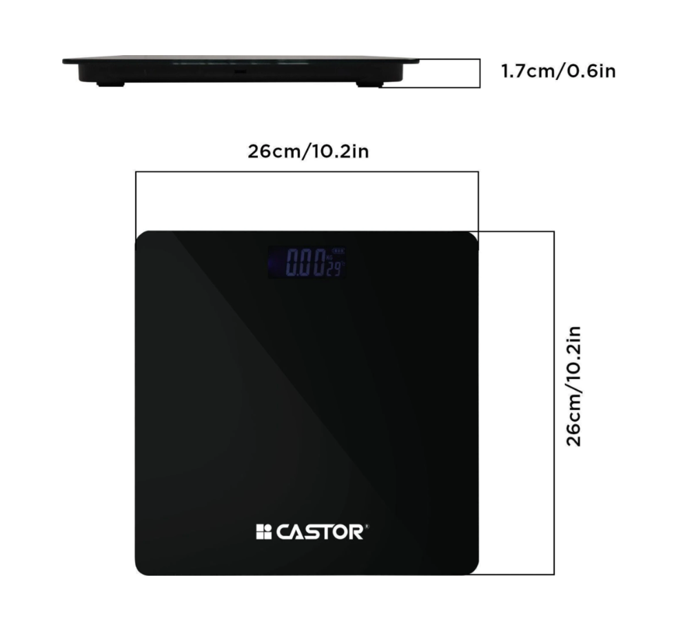 iBELL CT26BS Body Weight Machine, Tempered Glass, LCD Display, 180KG Digital Bathroom Weighing Scale (Black)