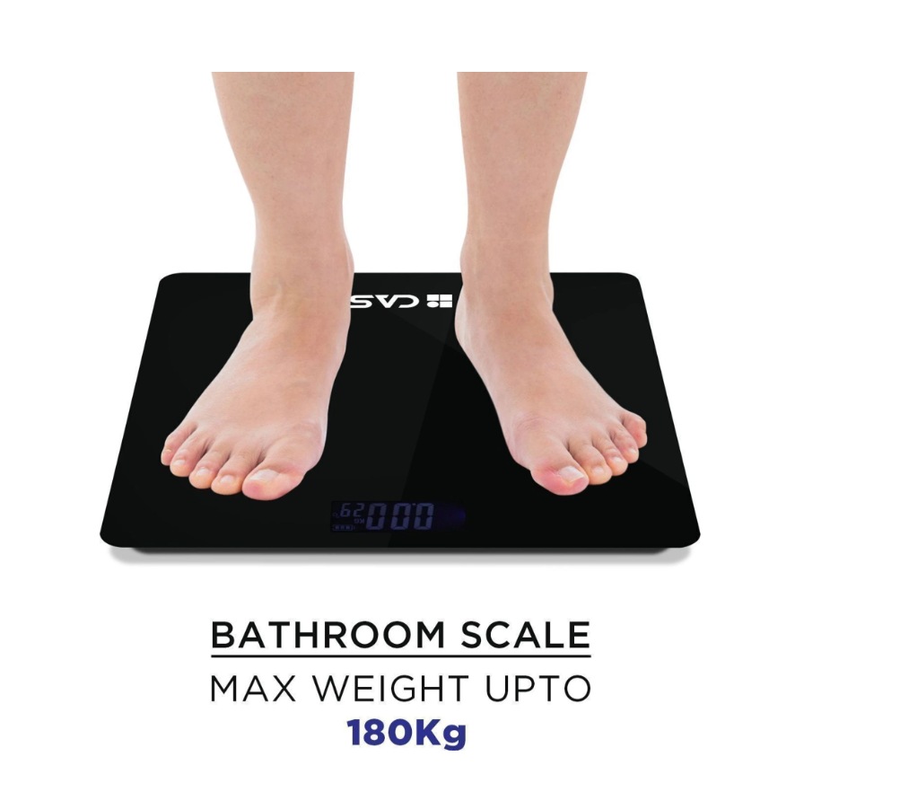 iBELL CT26BS Body Weight Machine, Tempered Glass, LCD Display, 180KG Digital Bathroom Weighing Scale (Black)