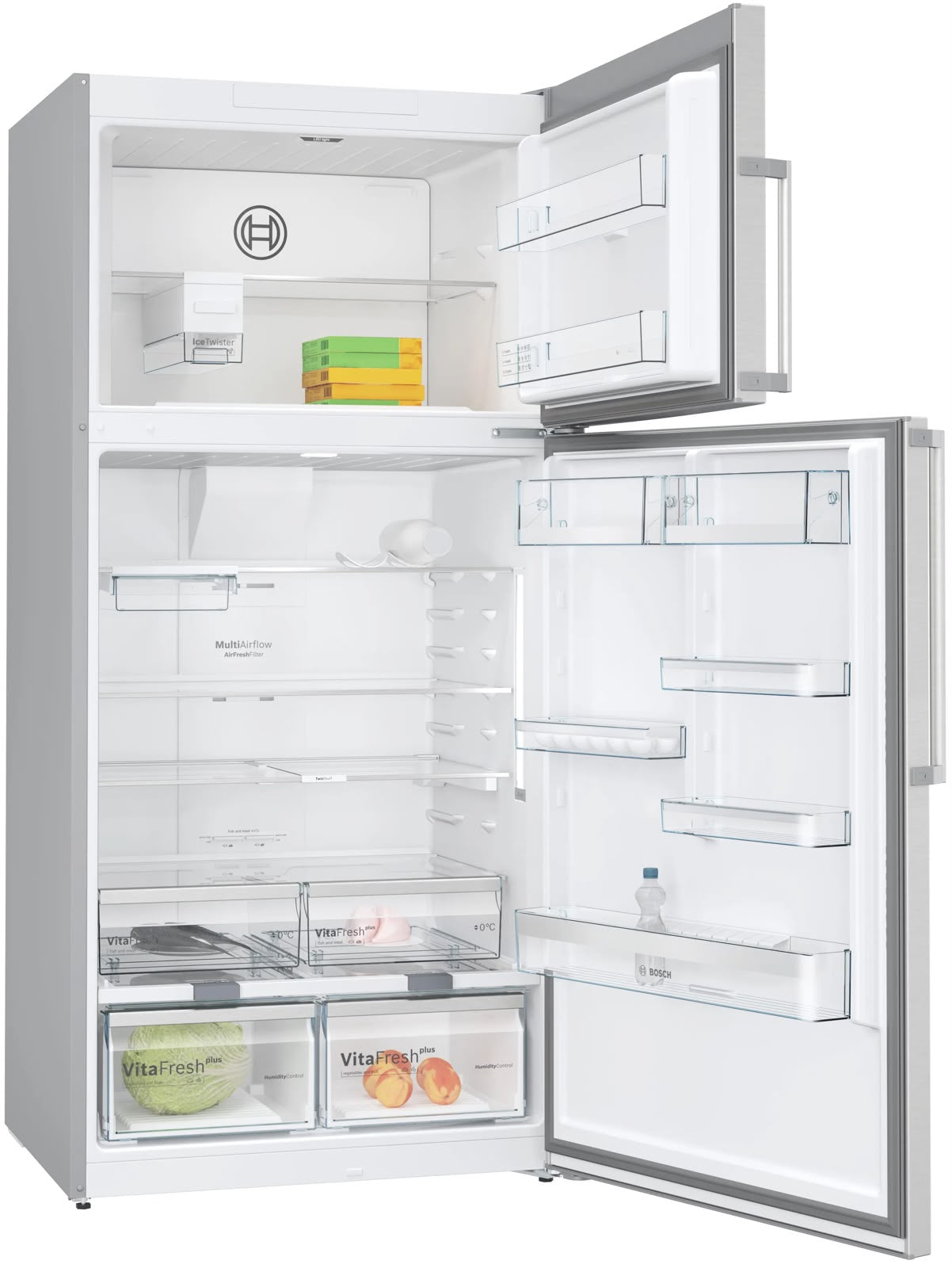 Bosch 641L, 1 Star, Frost Free Inverter Double Door Refrigerator, XXL Space, VitaFresh Plus Technology, Digital Display Panel,Fat Boy series, Steel Finish (2026 Model) KDN86AID0I