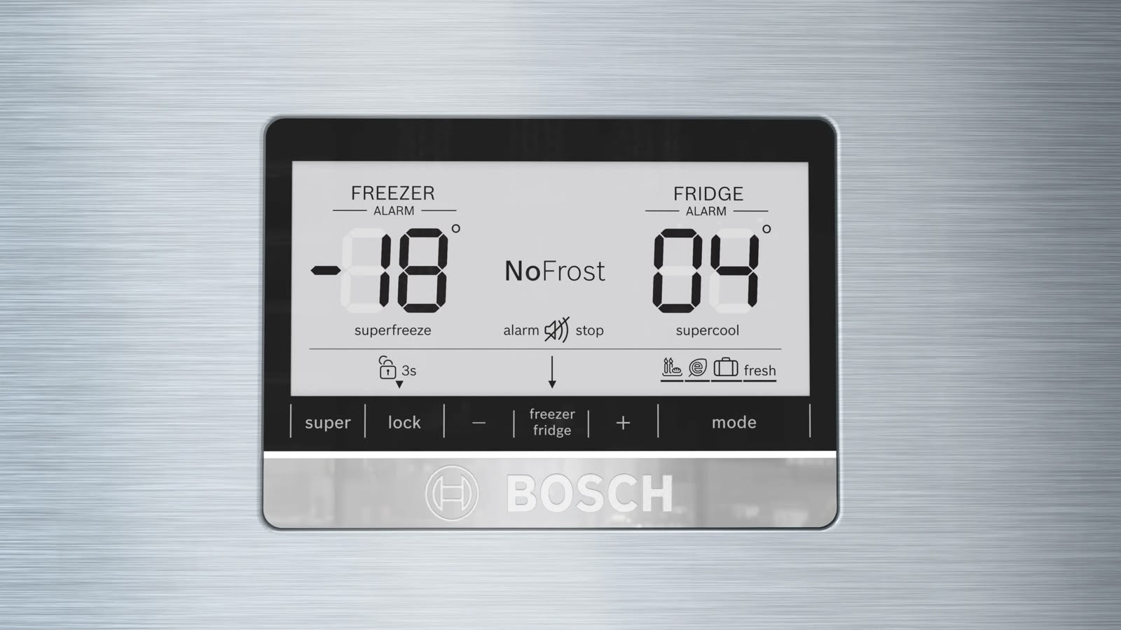 Bosch 641L, 1 Star, Frost Free Inverter Double Door Refrigerator, XXL Space, VitaFresh Plus Technology, Digital Display Panel,Fat Boy series, Steel Finish (2026 Model) KDN86AID0I