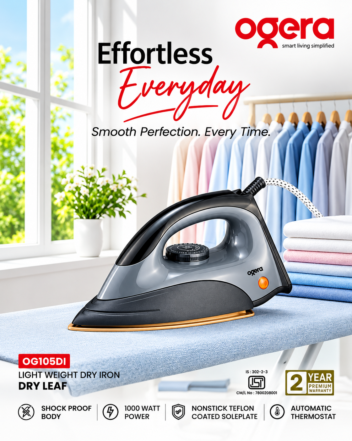 OGERA LIGHT WEIGHT IRON BOX (OG105DI)