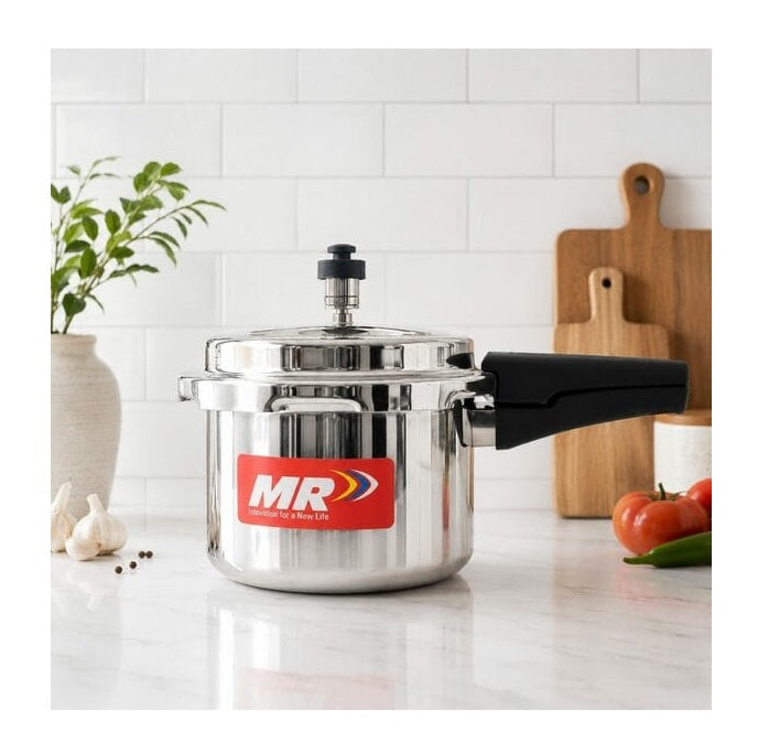 MR 3 Litre Aluminium Gas Stovetop Pressure Cooker (Silver)