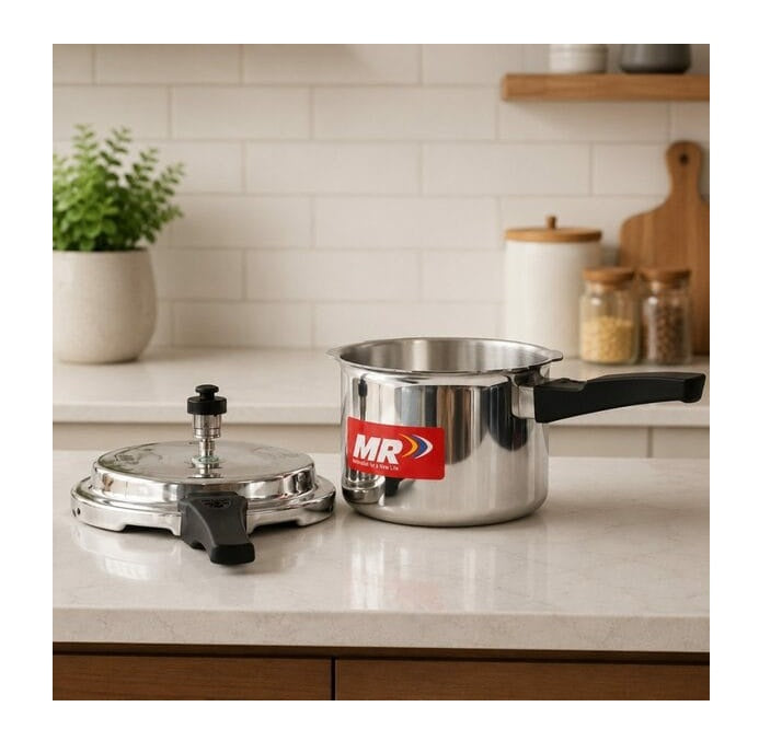 MR 3 Litre Aluminium Gas Stovetop Pressure Cooker (Silver)