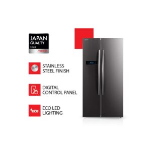 TOSHIBA 587 L with Inverter Side by Side Refrigerator Appliance (GR-RS530WE-PMI(06), Stainless Steel Finish)