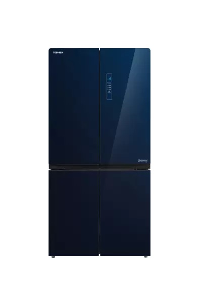TOSHIBA 650 L Frost Free French Door Bottom Mount Convertible Refrigerator(GR-RF646WE-PGI(24), Blue Glass)