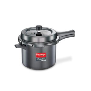 Prestige Popular Svachh Hard Anodised Outer Lid Pressure Cooker (5.0 L, Black, Deep Lid-Controls Spillage), 5 Liter