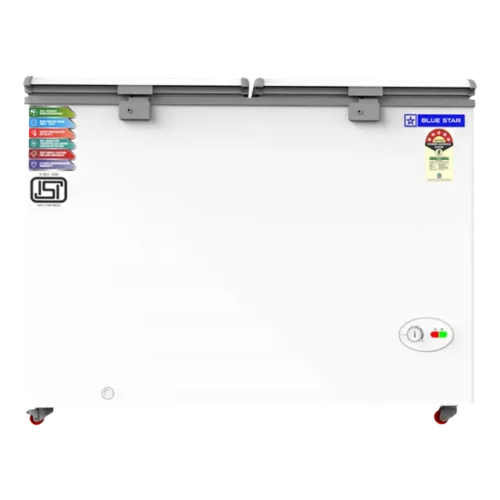 Blue Star 300 L Double Door Standard Deep Freezer  (White, Grey, CF5-330NEYW 2024 Model, 5 Star)