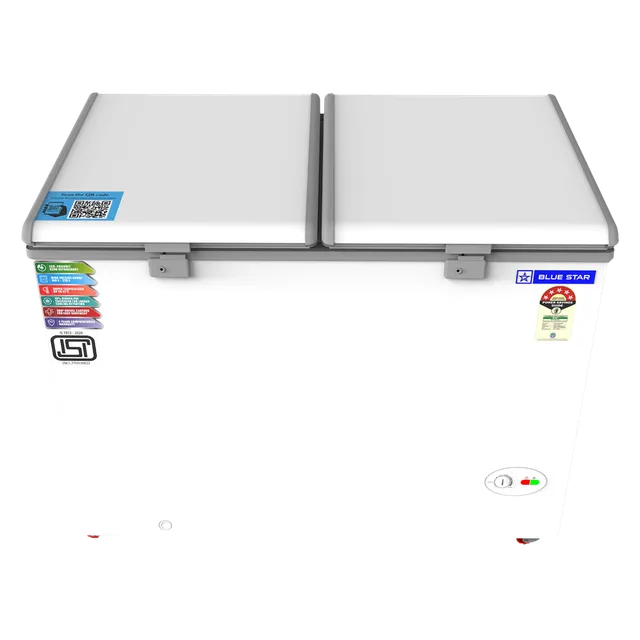 Blue Star 300 L Double Door Standard Deep Freezer  (White, Grey, CF5-330NEYW 2024 Model, 5 Star)