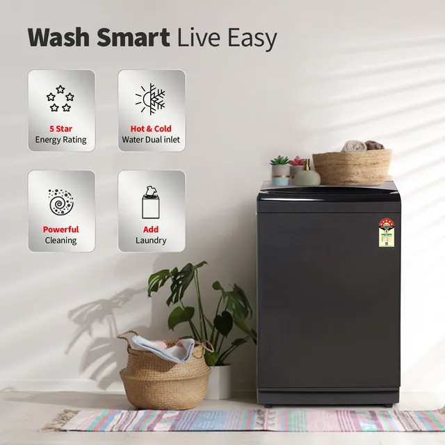 SHARP 10 kg 5 Star Fully Automatic Top Load Washing Machine (ES-T100N-BK) Midnight Black