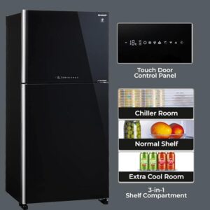 SHARP 613L 2 Star J-Tech Inverter Frost Free Double Door Refrigerator (SJGP60TBKEC)