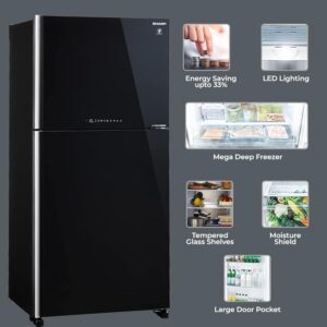 SHARP 613L 2 Star J-Tech Inverter Frost Free Double Door Refrigerator (SJGP60TBKEC)
