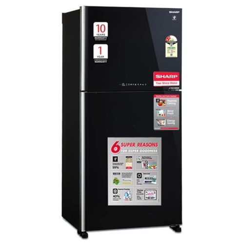 SHARP 613L 2 Star J-Tech Inverter Frost Free Double Door Refrigerator (SJGP60TBKEC)