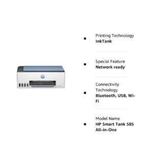 HP Smart Tank 585 All-in-one WiFi Colour Printer (Upto 6000 Black and 6000 Colour Pages Included in The Box). - Print, Scan & Copy for Office/Home