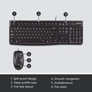 Logitech MK120 Wired USB Keyboard and Mouse Set for Windows