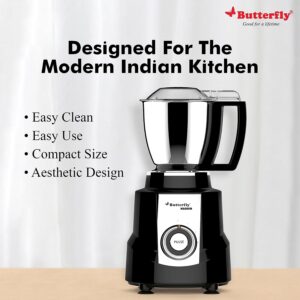 Butterfly Magnum 1.2 Hp Mixer Grinder 4 Jar, 900 Watt, (Black)