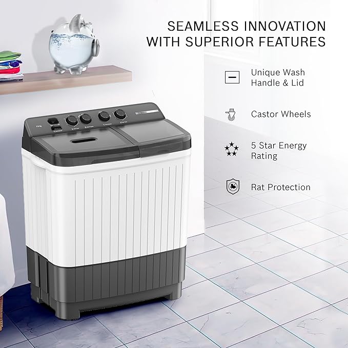 Bosch 7.5KG 5 Star Semi Automatic Top Loading Washing Machine (Spin Drum Safety Disk, Unique Impeller,WJZ751W0IN)