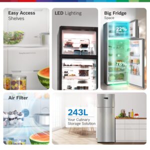 Bosch 243L 3 Star Frost Free Refrigerator, Convertible(CTC27S031I, Silver Inox))