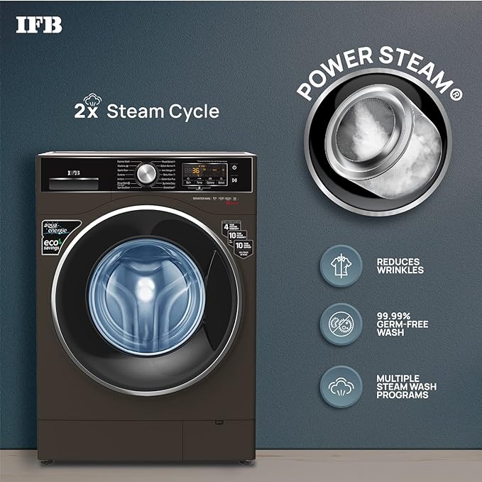 IFB 8 Kg 5 Star Front Load Washing Machine 2X Power Steam (SENATOR MXS 8012, Mocha, In-built Heater