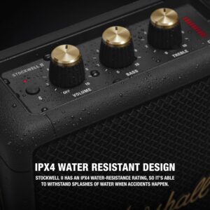 Marshall Stockwell II 20 Watt Wireless Bluetooth Portable Speaker (Black and Brass)