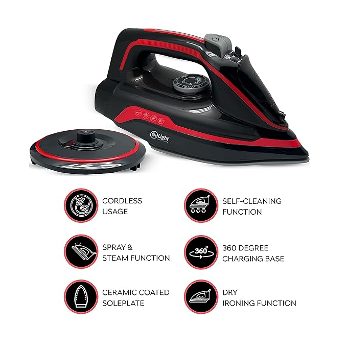 Mr. Light 1250W Cordless Steam Iron with Coated Ceramic Soleplate