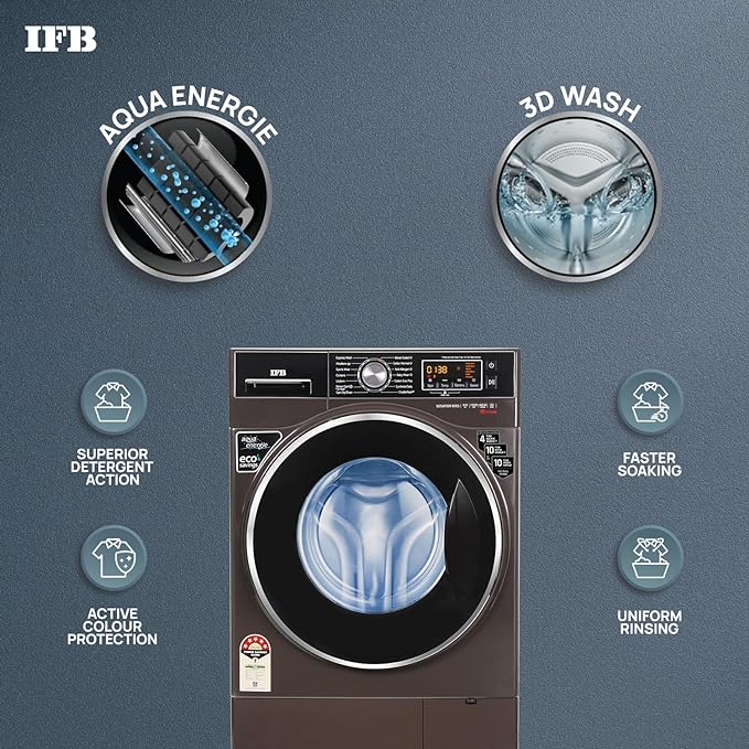 IFB 8 Kg 5 Star Front Load Washing Machine 2X Power Steam (SENATOR MXS 8012, Mocha, In-built Heater