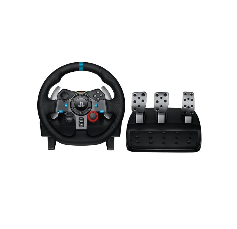 Logitech G29 Driving Force Racing Wheel and Floor Pedals, Real Force Feedback, Stainless Steel Paddle Shifters, Leather Steering Wheel Cover for PS5, PS4, PC, Mac - Black
