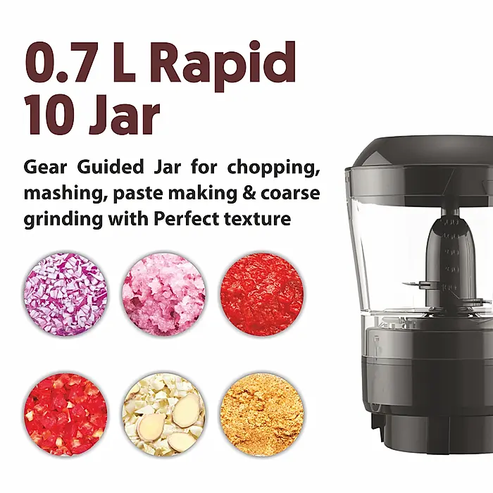 Preethi Peppy Pro MG 247, 750 Watts, 4 Jars with Unique Rapid 10 Chopping Jar(Green/Black)