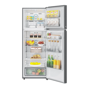 Haier 358L, 3 Star, Double Door,Inox Steel Finish Top Mount Frost Free Refrigerator (HRF-4083BIS-P)