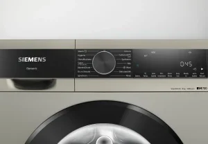 Siemens WG44A20XIN IQ700 Silver Inox 9Kg 1400 RPM Large LED Touch Display 60 Liters Soft Care Drum AI Active Water Plus with 256 Sensing Levels Front Load Washing Machine
