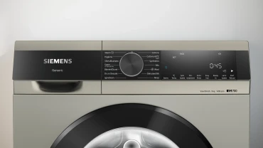 Siemens WG44A20XIN IQ700 Silver Inox 9Kg 1400 RPM Large LED Touch Display 60 Liters Soft Care Drum AI Active Water Plus with 256 Sensing Levels Front Load Washing Machine