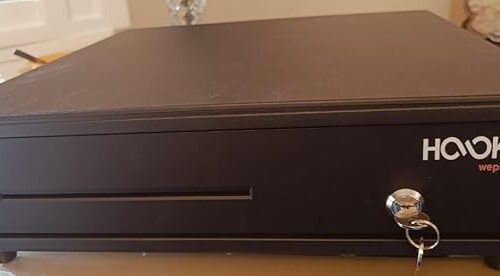 Wepsol Hooks Skoria 405E Cash Drawer, Black, Alloy Steel, Key Lock, 3 Key Positions, 6 Note & 4 Coin Compartment, 410 W X 300 L X 100 H mm, 5E+2 grams, 1 Yr. Warranty