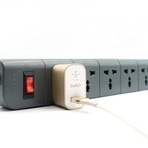 Belkin 6-Socket Surge Protector Universal Socket with 6.5ft (2-Meter) Heavy Duty Cable Overload Protection, Extension Cord Comes with 5 Years Manufacturer Warranty, Grey Color