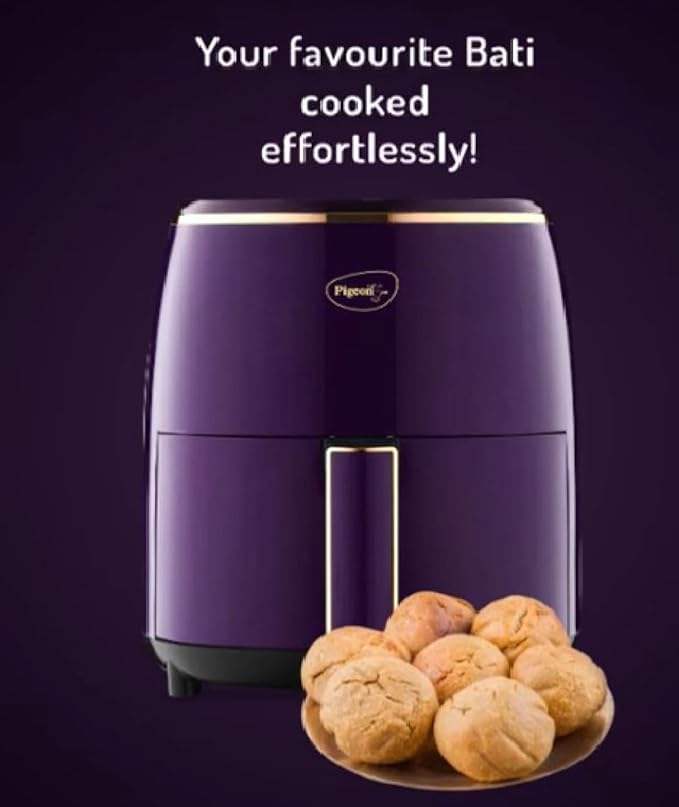 Pigeon Healthifry Plus Digital Air Fryer, 360° High Speed Air Circulation Technology 1400 W with Non-Stick 4.2 L Basket - Purple