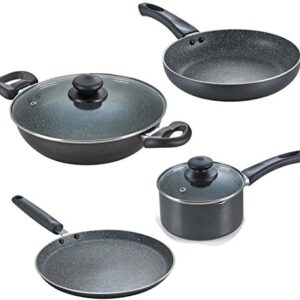 Prestige Omega Granite Aluminium Kitchen Set, 4-Pieces, Black