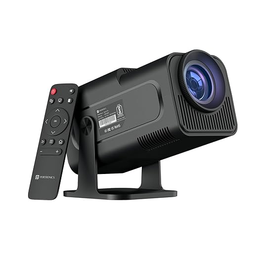 Portronics Beem 470 Smart LED Projector with 1080p Full HD Resolution, Rotatable Design, Built-in Streaming Apps (Netflix, Prime Video, Hotstar), 4500 Lumens, Screen Mirroring, 5 Watt Speaker