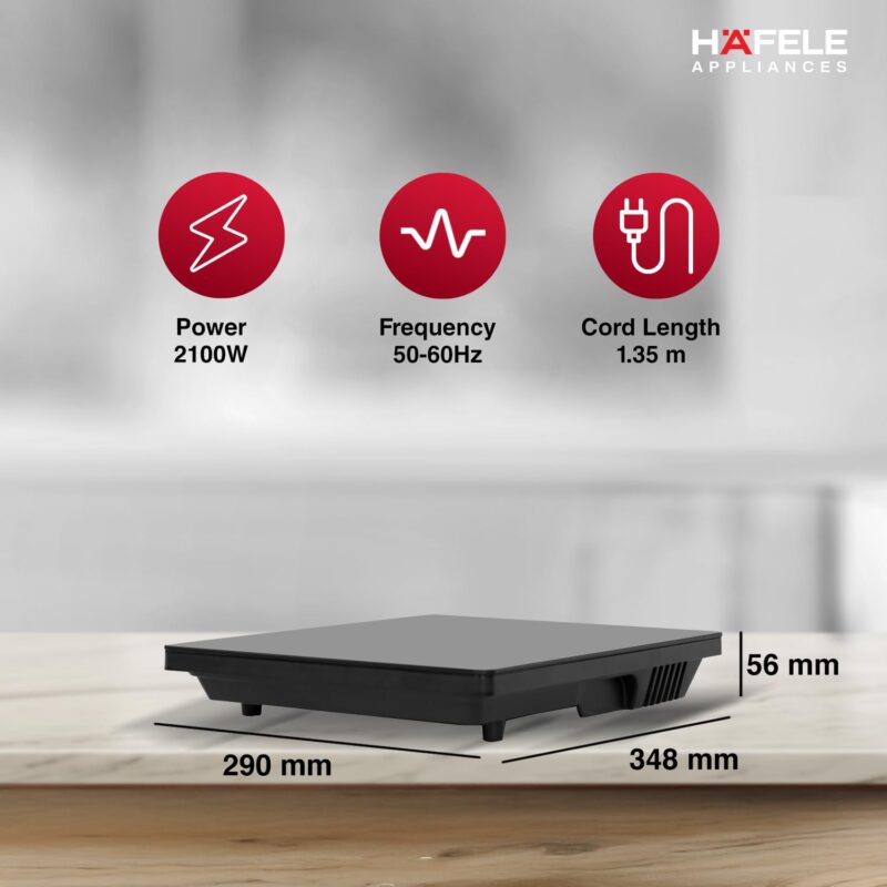 Hafele Magnechef Induction Cooktop |2100W High Power | Ceramic Glass Plate | Auto Cook Menus | Intuitive Touch Control | 2 Year Warranty | Black