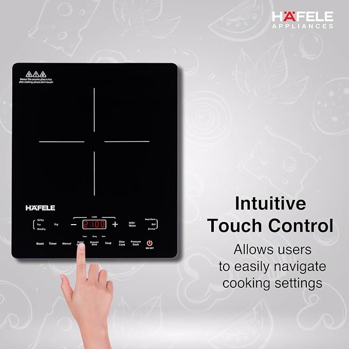 Hafele Magnechef Induction Cooktop |2100W High Power | Ceramic Glass Plate | Auto Cook Menus | Intuitive Touch Control | 2 Year Warranty | Black