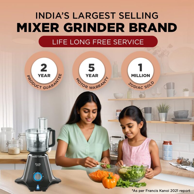 Preethi Zodiac Mixer Grinder, 750 Watts, Black