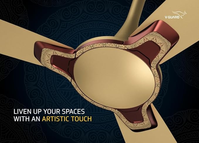 V Guard Romanza Art 1200MM 400Rpm Premium Decorative Cieling Fan(Oro Impact Indian Art)