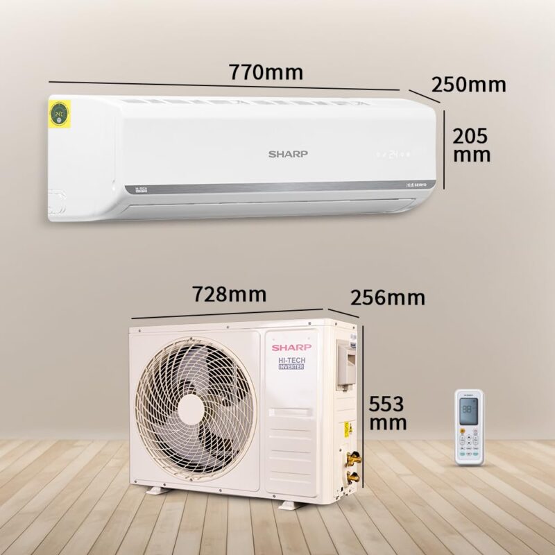 SHARP 1 Ton 3 Star 5-in-1 Convertible, Turbo Cool Technology, Anti-Corrosive Gold Fin Coating, Inverter Split AC, AH-SI12V3B-GC