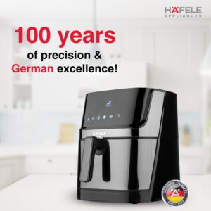Hafele NOIL 6.3L Digital Air Fryer with 360° Rapid Air Circulation Technology & Touch Panel, Uses 90% Less Oil, 8 Preset Menus, Non-Stick Basket with 6.3 L Capacity,1700W, (Black)