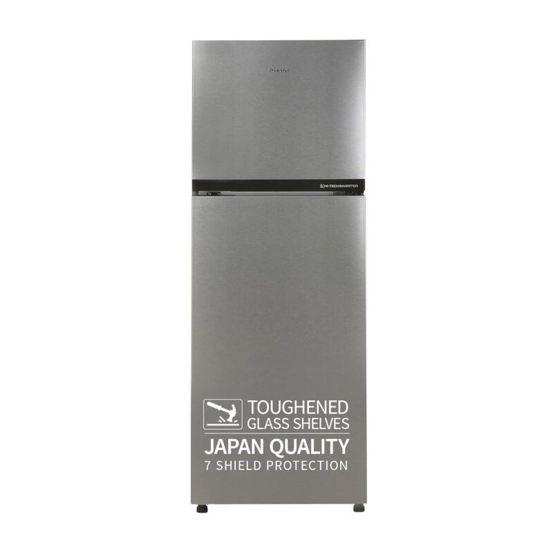 SHARP 265 L Frost Free Double Door 2 Star Refrigerator |Japan 7 Shield Protection|Hi-Tech Inverter | (Silver Hairline, SJ-FF305V2-PSH)