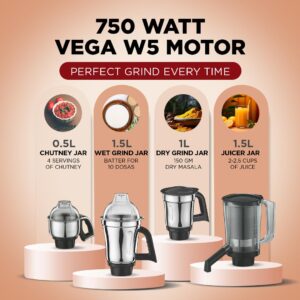 Preethi Zodiac Mixer Grinder, 750 Watts, Black