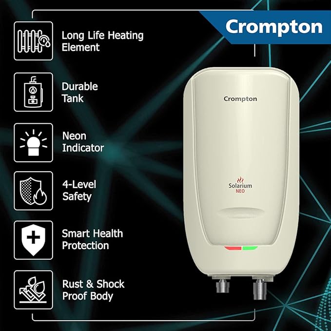 61UnZjCR4sL._SX679_ Crompton Solarium Neo 3-Litre, 3KW Instant Water Heater/Geyser with Rust Free ABS Body (Ivory)