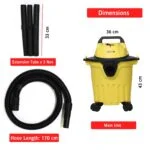 IBELL VC120YBPLUS Vacuum Cleaner, 12L Barrel, 1200W, Wet and Dry Blowing & Suction, High Efficiency Filter (Yellow)