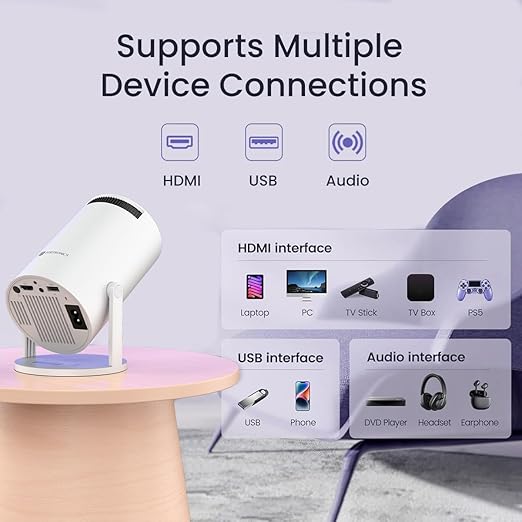 Portronics Beem 440 Smart LED Projector with 720p HD Resolution, Rotatable Design, Built-in Streaming Apps (Netflix, Prime Video, Hotstar), 2000 Lumens, Screen Mirroring, 3 Watts Speaker