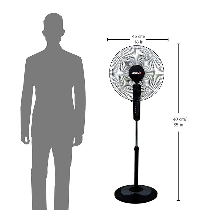 IBELL CHROME10 5 Leaf Pedestal Fan with Timer. High Speed motor - Black