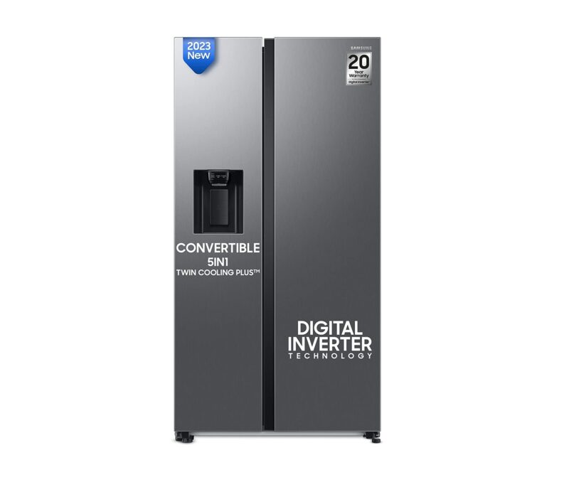61hexXRiOOL._SL1500_-1 Samsung 633 L Frost Free Convertible 5In1, Digital Inverter Wi-Fi Enabled Side by Side Refrigerator (RS78CG8543SLHL)