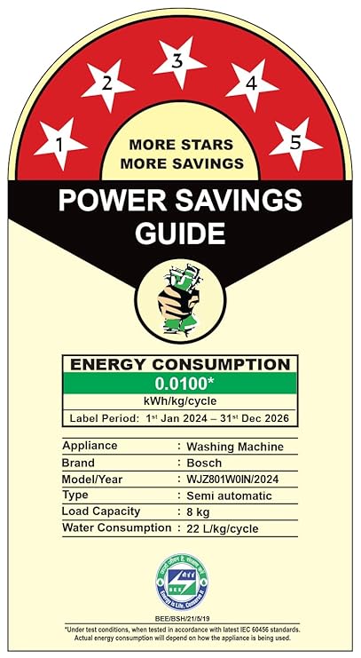 Bosch 8KG 5 Star Semi Automatic Top Loading Washing Machine (Spin Drum Safety Disk, Unique Impeller,WJZ801W0IN)